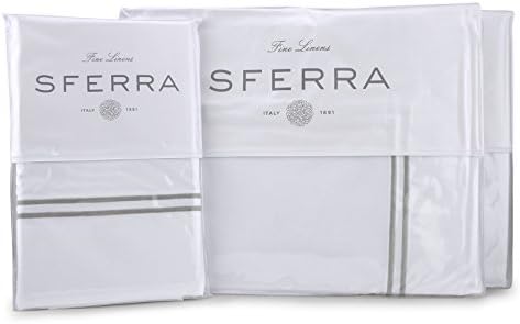 Sferra Grande Hotel Sheet Set - King - White/Silver