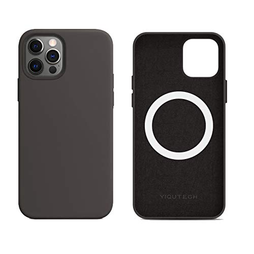YIQUTECH Silicone Case Compatible with iPhone 12 Pro Max,Case with Magnetic Compatible with MagSafe Charger (Black)