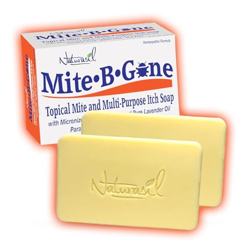 Mite-B-Gone Relief Soap - Fast Anti-Itch Sulfur Treatment for Human Mites, Insect & Mosquito Bites, Itching & Discomfort | Kid Safe | Effective for All Skin Types | 5 oz Bars (2)
