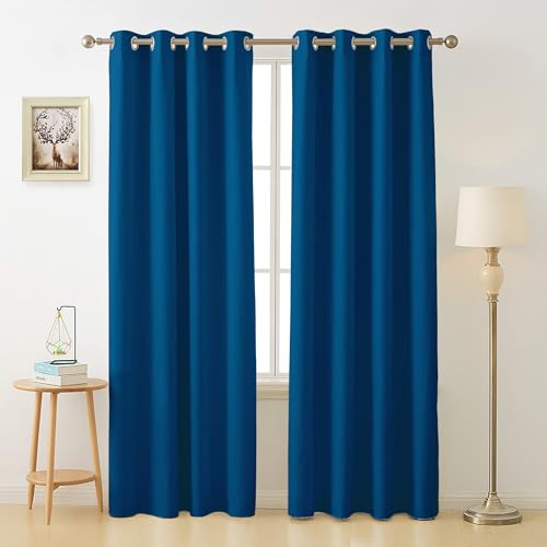 Image of Cloth Fusion 90% Blackout Door Curtains 8 Feet Long Set of 2, Room Darkening Parda with Stainless Steel Grommets for Home Decor (8x4 Feet, Royal Blue)