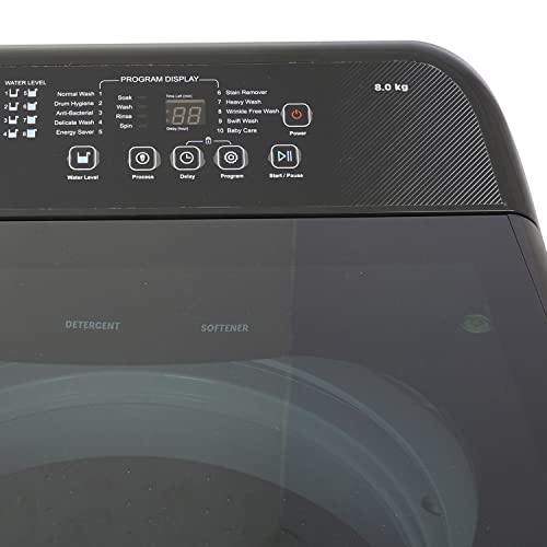 Image of Lloyd 7.5 kg Fully Automatic Top Load Estello - With In Built Heater Washing Machine (MID BLACK, 2022 Model, LWMT75GMBEH)