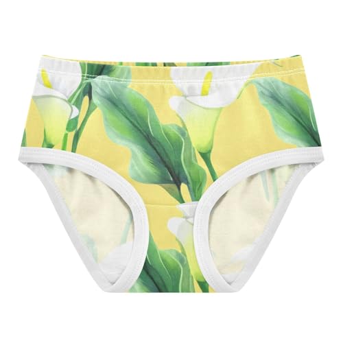 Calla Lilies Green Leaves Yellow Toddler Girls Underwear 2t Cotton Panties for Girl Flower Briefs Undies Kids