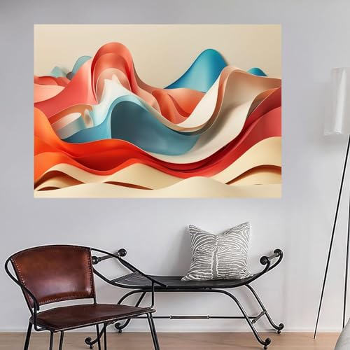 Toile non tissee de decoration murale pour salon abstrait
