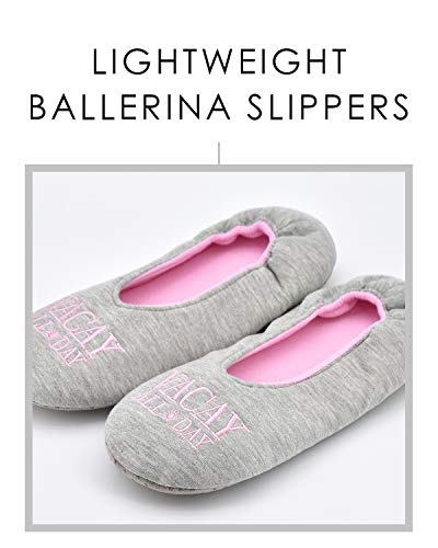Image of Panda Bros Women's Ballerina House Slippers,Anti-Skid Comfy Warm Ballet Style Slippers