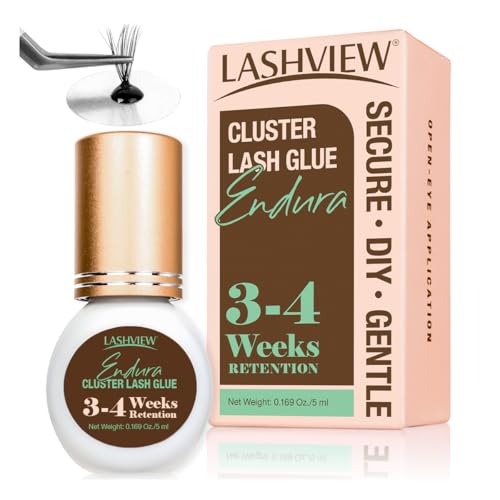 LASHVIEW Lash Cluster Glue Strong Hold, 3-4 Weeks Long-Lasting, Waterproof & Low Irritation, 2-3 Sec...