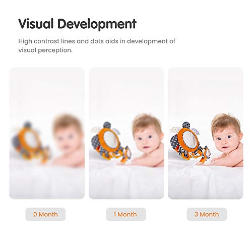 Babyspiegelspeelgoed met pluche rammelaarsringen, hoogcontrast zonnebloemensets, babyautospiegel voor achterbank… - Afbeelding 3