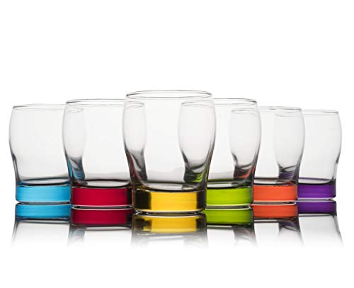 Trinkware Colored Stemless Wine Glasses Set of 6 - Blue, Red, Yellow, Green