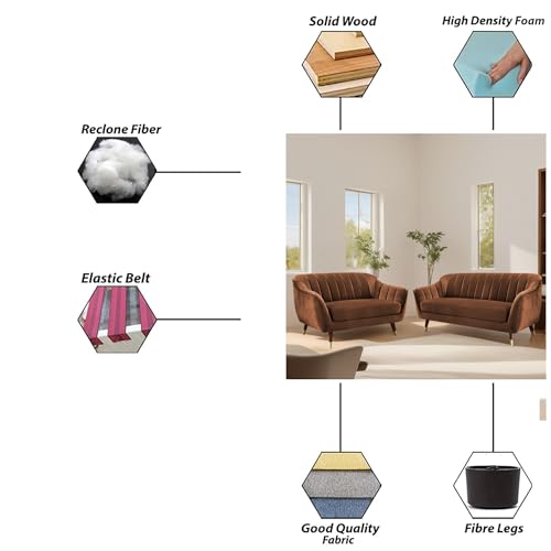 Image of Casaliving Anyse 3+2 Seater Sofa Set for Living Room (Brown Colour Fabric) Premium Fabric Sofa Set