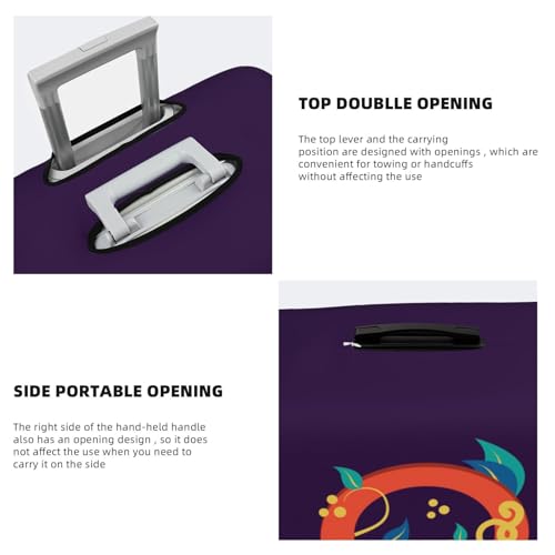 Travel Luggage Cover,Orange Letter O With Leaves Stretch Suitcase Cover Protector with Zipper Closure For 18-32 Inch Luggage4