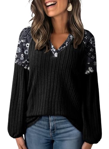 Acelitt Sweaters for Women V Neck Casual Knit Long Sleeve Tops Lightweight Pullover Clothes Fall Fashion Outfits 2025