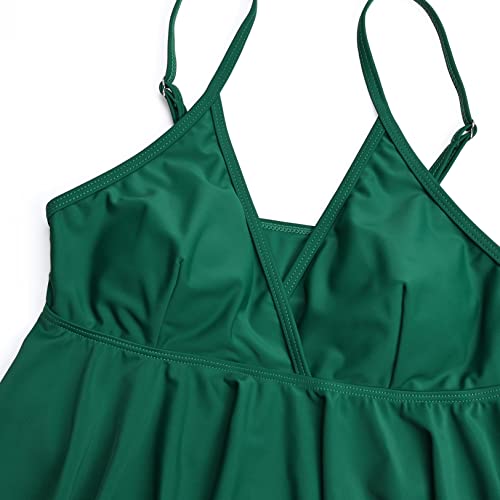 Bhome Maternity Two Pieces Bikini Set High Waisted Swimsuit Ruffle Summer Swimwear Green Floral S thumb #3