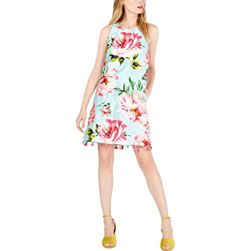 Laundry By Shelli Segal Women's Sleeveless Floral Pom Dress, Aqua Pink, 2
