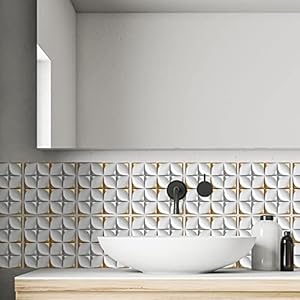 Set van 32 tegelstickers – decoratieve tegellijm voor badkamer en keuken – ontwerpstickers; peeling en plak…