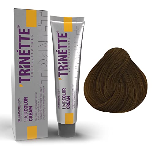 Trinette Profesional No 8.35 Marrón Caramelo Crema Colorante Permanente para el Cabello 100 ml – Tonos café y chocolate; resultados profundos; alta cobertura; calidad de salón duradera