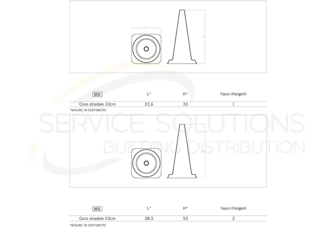 Cono Stradale Birillo Bicolore Rosso Cantiere Autoscuola Traffico Delimitazione Magazzino Polietilene Hd Fascia Rifrangente H.33-53 (10, H 53 CM)