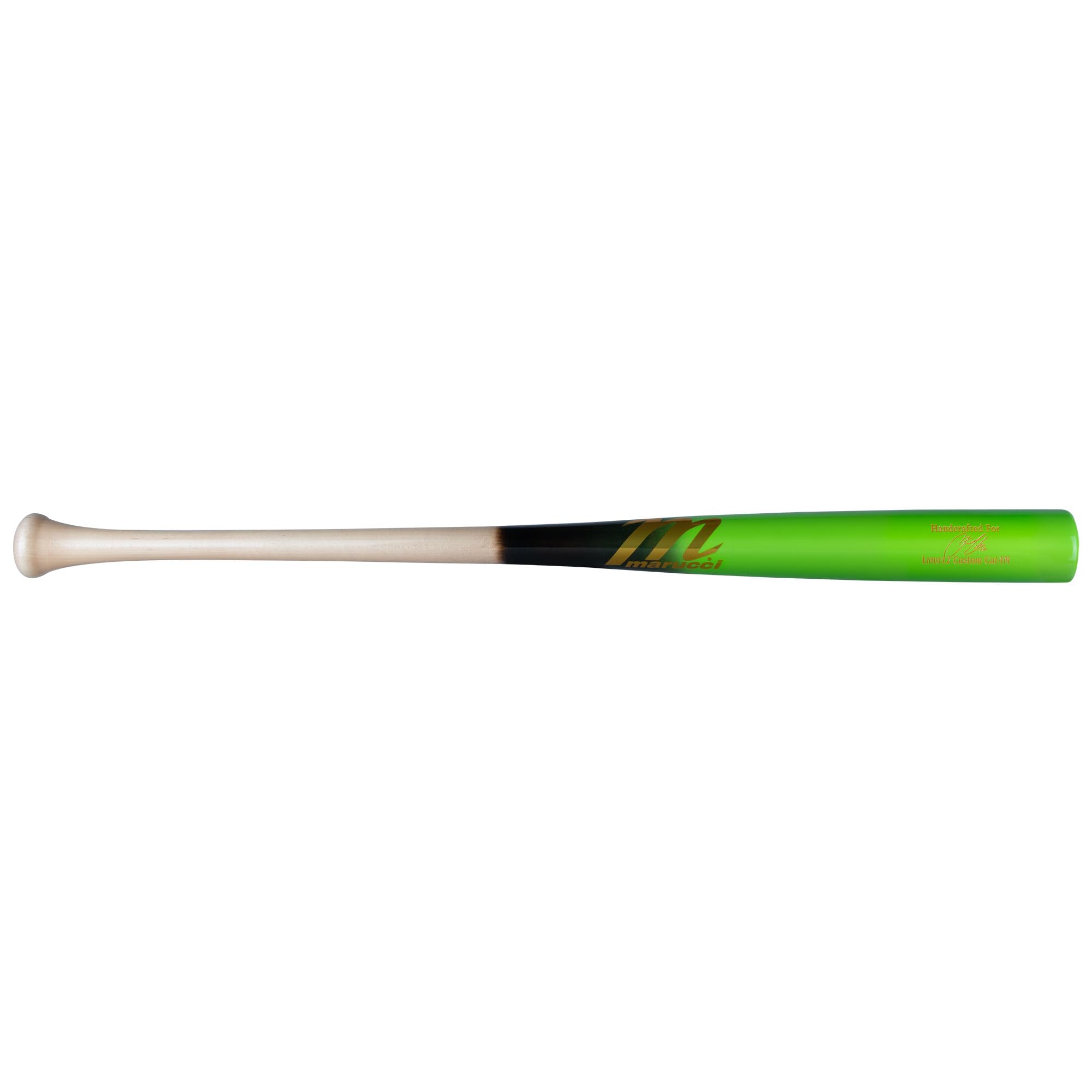 MARUCCI LINDY12 PRO Exclusive Youth Maple Wood Baseball BAT Tar Fade/Lime Green, 30