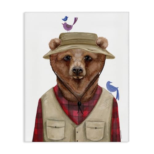 Stupell Industries Tartan Bear Camping Cabin, 24 x 30 Inch Canvas Wall Art