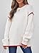 SHEWIN Womens Sweaters Casual Long Sleeve Tops Crew Neck Lightweight Crochet Pullover Sweater Top Contrast Fall Fashion for Women 2025 Trendy,US 4-6(S),White