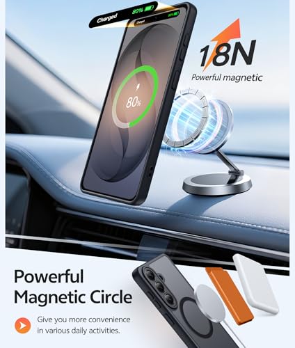 Image of FNTCASE for Samsung Galaxy S26 Case: [Fit for Magsafe] [Full Camera Protection & Screen Protector] Translucent Matte Military Grade - Shockproof Protective Phone Cover for Samsung S 26 - Black 6.3inch