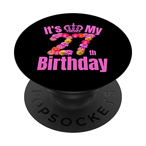 27 Año viejo cumpleaños mujeres flor su 27 cumpleaños PopSockets PopGrip Intercambiable