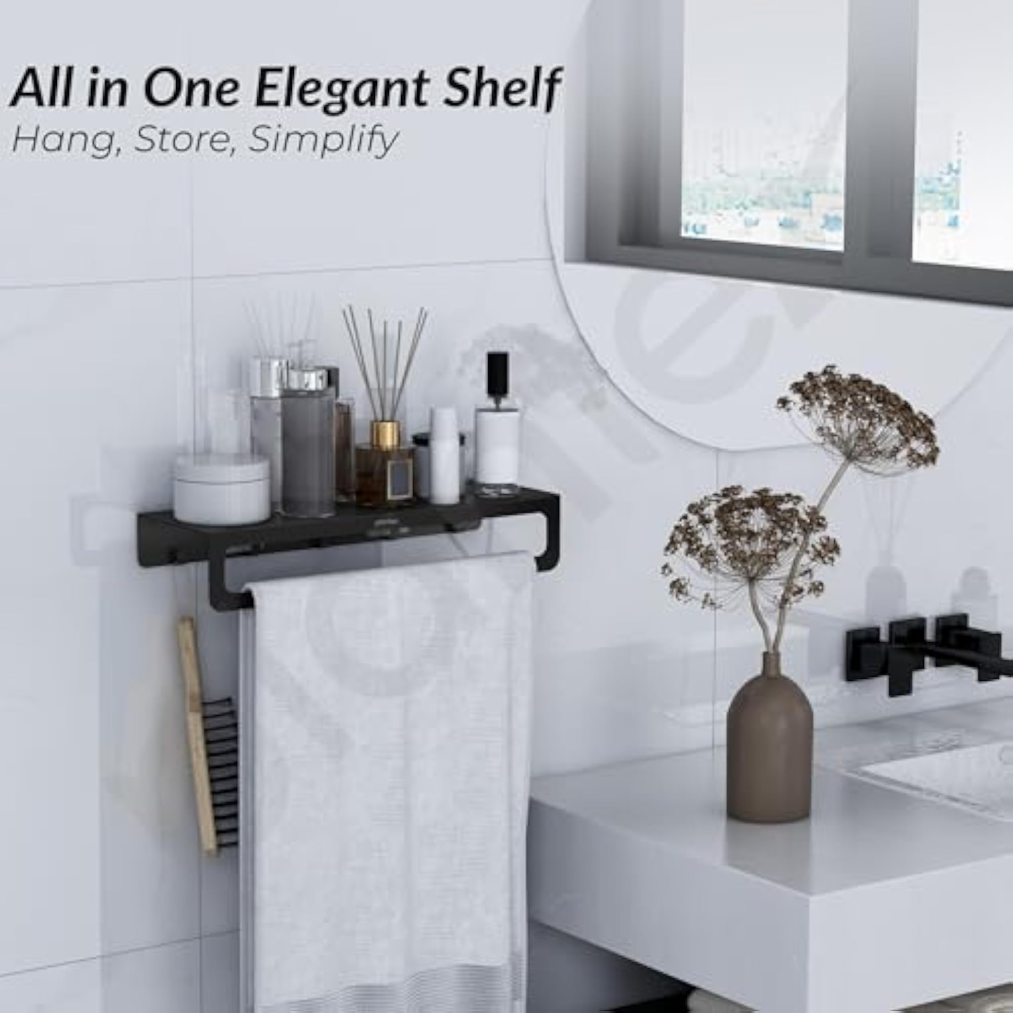 Alloy Steel No Drill Bathroom Organiser Shelf