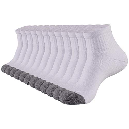 Heatuff 12 Pairs Men's Athletic Ankle Socks Heavy Cushion Quater Socks for Men Cotton Socks 10-13