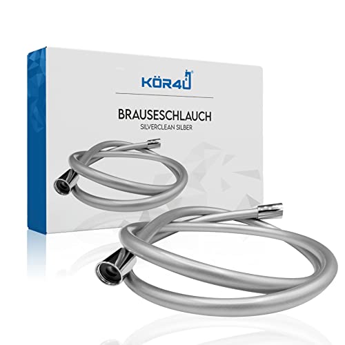 Flexible de douche (argent/chromoptique) 1,25 m de longueur par Kor4u | Tuyau en plastique à 6 couches design résistant aux plis et facile à nettoyer | Fabriqué en Allemagne Cover