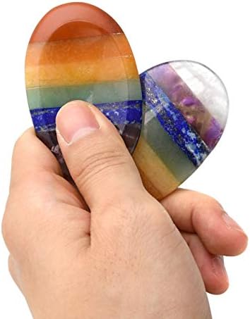 CrystalTears Chakra Healing Crystals Thumb Worry Stone Anxiety Oval Pocket Palm Stone Polished Tumbled Chakra Worry Stone for Stress Reilef Meditation Crystal Therapy