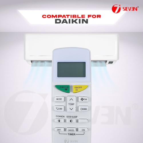 Image of 7SEVEN Compatible with Daikin AC Remote Control ARC484B9 Model 132F Suitable for FTKF50U FTL35U FTE60U 1 1.5 2 Ton Split & Window AC - Match Remote Keys Exactly to Replicate Genuine Remote Function