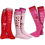 3 Pairs Funny Novelty Socks High Tube Knee Socks Stockings for Valentine's Day Women Cosplay Wear...
