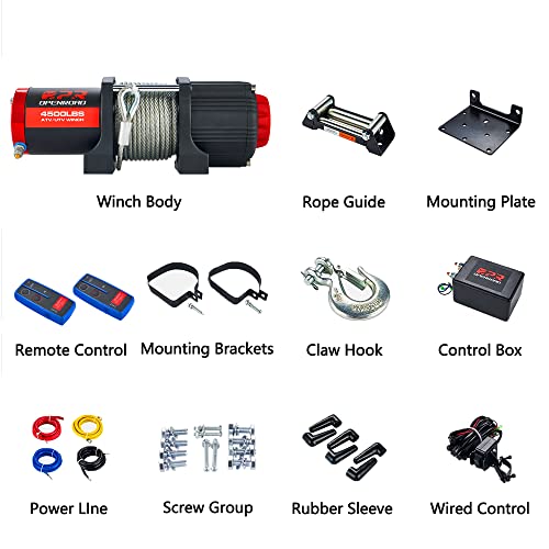 Openroad 4500Lbs Load Capacity Atv/Utv Winch Kit, 12V Steel Cable Winch For Atv, Utv, Towing, Boat, Off Road, Waterproof Ip67 Electric Winch With Mounting Plate And 2 Wireless Remote #TOP6