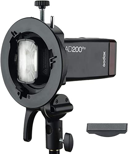 S2 Speedlite S-Type Bracket Bowens Mount, for Godox V1 AD200Pro AD400Pro AD200 V860II TT685 TT600 TT350, Precise Tilt Control, Large Adjustment Handle, Integrated Umbrella Mount, More Compact-image-11