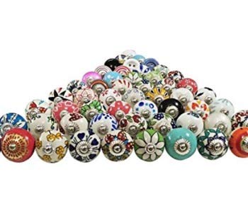 Manopole decorative rotonde in ceramica dipinta a mano, 50 pezzi assortiti