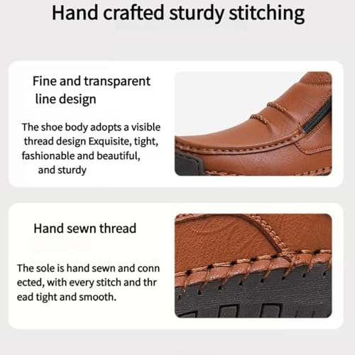 The First Young Driving Boots Men, Men’s Handmade Premium Leather Slip-On Driving Boots Outdoor &Travel3