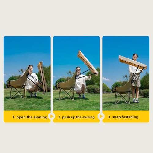 Chaise de camping portable GOWENIC avec parasol réglable kaki