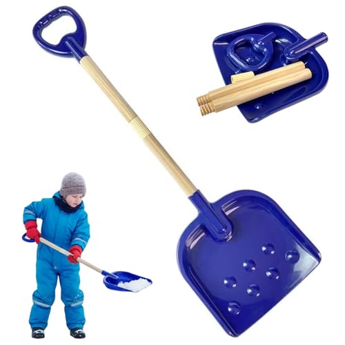 Pala de nieve para niños mango de madera portátil de 30 pulgadas azul oscuro 2