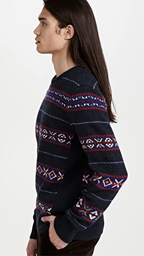 Rag & Bone Men's Wesley Fair Isle Crew, Navy Multi, M #TOP3