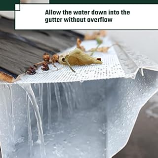 Flehomo Gutter Guard, 5 Inch Stainless Steel Micro Mesh Gutter Covers, Pine Needle & Leaf Filter Gutter Protection Fits for Any Roof or Gutter System, 15 Pack 48Ft Kit, White