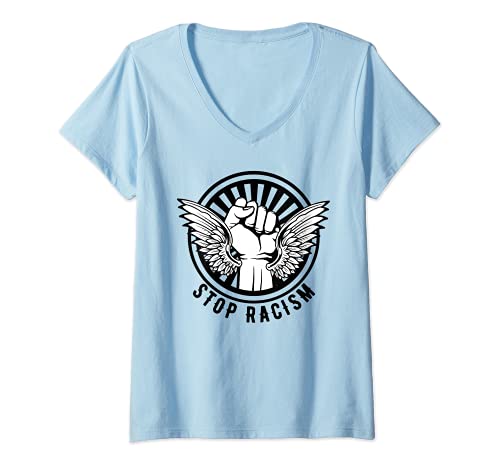 Donna Stop Racism Resist Pugno Giustizia Pace Uguaglianza Femminista regalo Maglietta con Collo a V