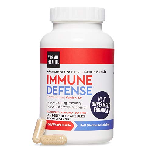 Vibrant Health, Immune Defense, Natural Support for Immune and Digestive Health, 60 Capsules (FFP)