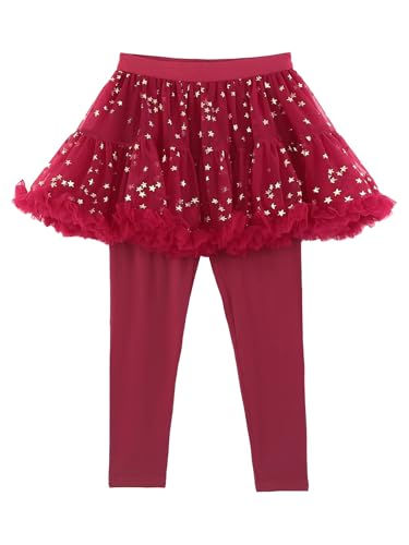 Girls Footless Leggings with Tutu Ruffle Pantskirt Stretchy Tights Skirted Pants3
