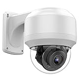 5MP PTZ Outdoor POE IP Camera,Pan/Tilt/2.8mm~12mm 4X Optical Zoom Lens, Smart IR Night Vision, Built-in Mic,IK10,H.265,IP66,Motion Detection,with Wall Mount Bracket,Compatible for Hikvision