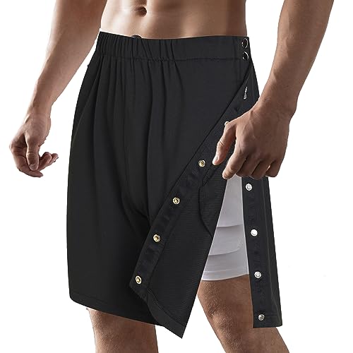 Unisex Tear Away Shorts Breakaway Athletic Shorts Post Hip Knee Surgery Recovery Shorts with Pockets for Men & Women