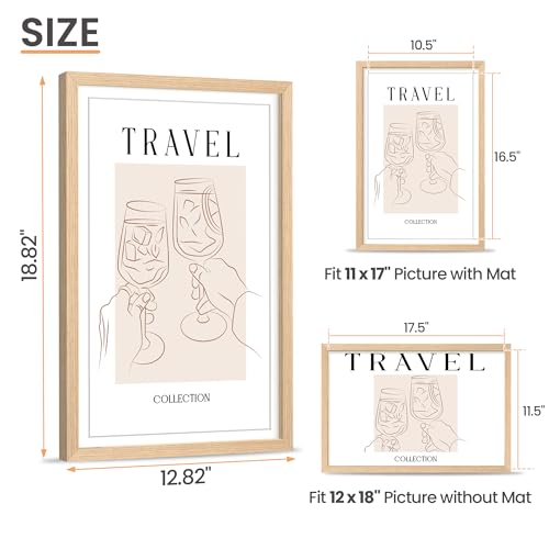Image of upsimples 12x18 Picture Frame Solid Wooden, Nursery Decor, 1Pack Natural