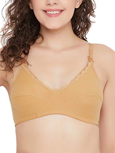 Clovia Womens Cotton Non-Padded Non-Wired Maternity/Feeding Bra (BR2086P24_Beige_32C)
