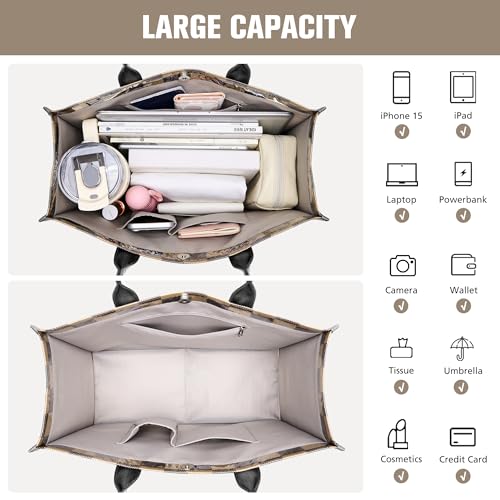 Image of KALIDI PVC Tote Bag Women's Kraft Paper Work Handbags Purses with Top Handle