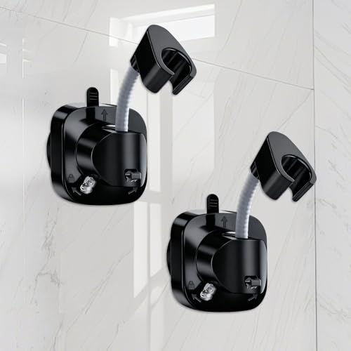 Lot de 2 supports de douche sans perçage avec ventouse, support de pommeau de douche rotatif à 360 °, fixation solide sur les surfaces lisses, support de...