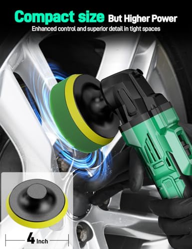Image of KIMO 20V Cordless Polisher, 25PCS Car Polishing Kit, 6 Speeds to 6000RPM Cordless Buffer Polisher Kit w / 2*2000mAh Batteries, 4 Inch Buffer Polisher for Car Detailing, Automotive Care, Scratch Removal