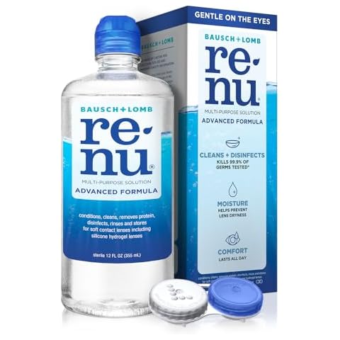 Renu Contact Lens Solution Multipurpose Disinfectant, Advanced Formula Lens Cleaner, Cleans & Moisturizes Soft & Silicon Hydrogel Lenses, 12 Fl Oz Cover
