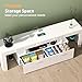 Lamtor TV-Stand with Mount 75 inch - LED TV Stand with Power Outlet & Drawers, Modern Entertainment Center with Mount for Living Room, Bedroom, White